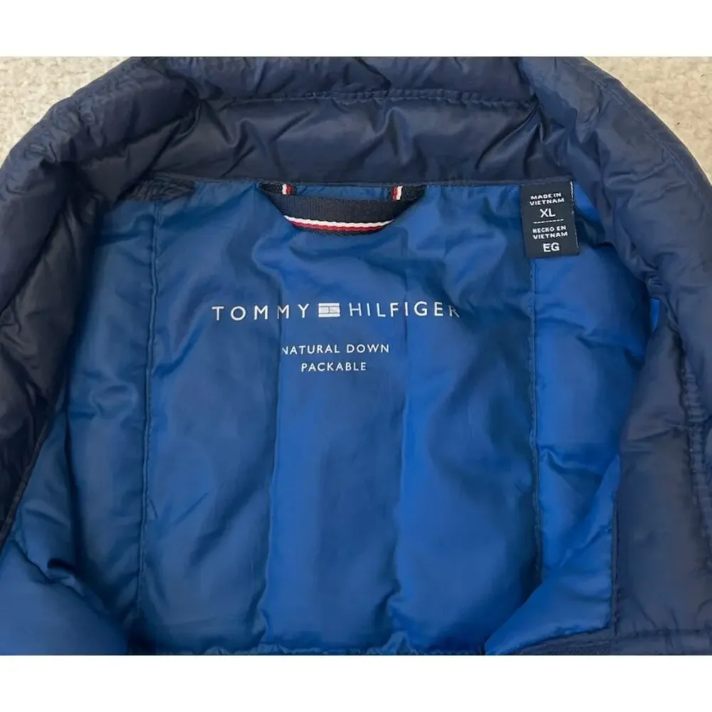 Tommy Hilfiger Men's Natural Down Packable Jacket Navy Size XL Nylon Lightweight